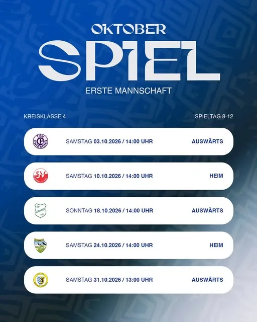 Die Spiele der Ersten im Oktober